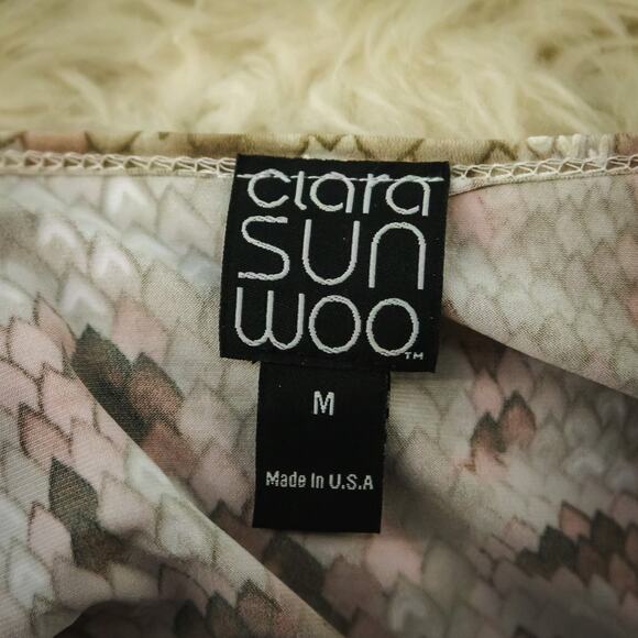 Clara Sun Woo Size Medium M Snake Snakeskin Print Cut Out Asymmetrical Tunic Top - Picture 4 of 6